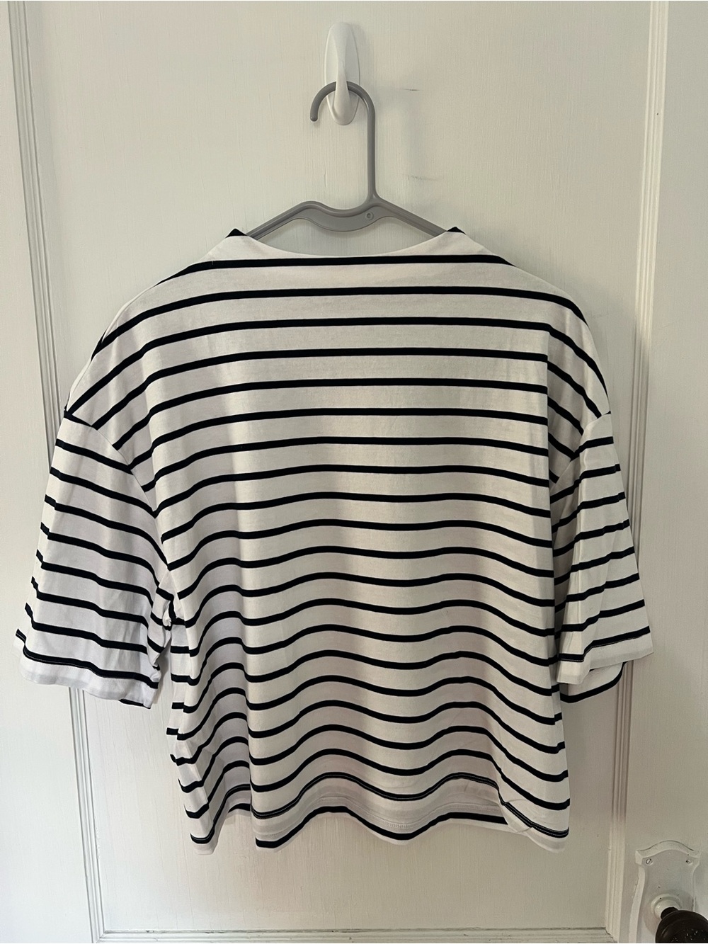 NWOT - A&F - Essential Premium Polished Mockneck Tee - Navy and White Stripes